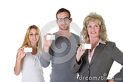 Business Team With Business Cards 1 Stock Photo