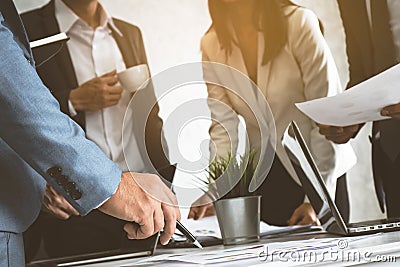 Business team casual meeting and discussing in workplace Stock Photo