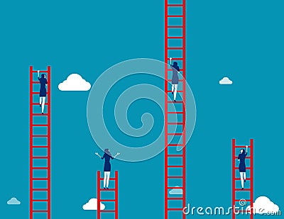 Business team climbs to the ladder. Concept business vector illustration Vector Illustration