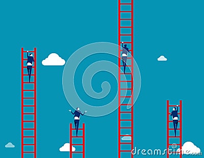 Business team climbs to the ladder. Concept business vector illustration Vector Illustration