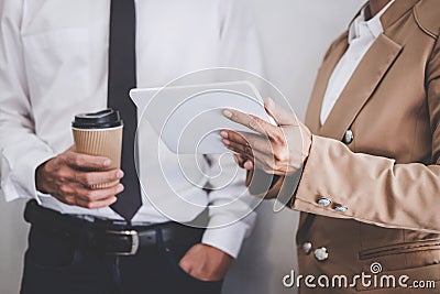 Business team colleague working and conference with new startup Stock Photo