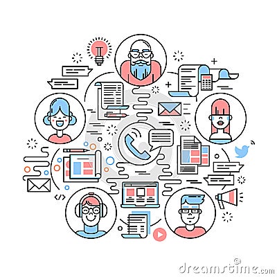 Business team communication and teamwork concept Vector Illustration