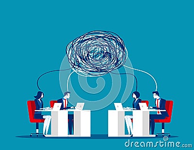 Business team with complex communication. Concept business vector illustration, Teamwork, Partner, Conflict Vector Illustration