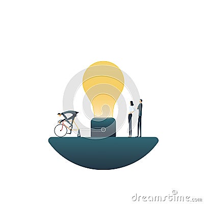 Business team creative teamwork vector concept. Symbol of creativity, brainstorming, original solutions, inventions and Vector Illustration