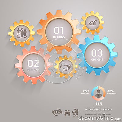 Business Team Gears Infographics Number. Vector Illustration