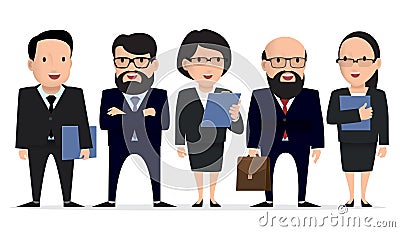 Business team - group businessman character. Vector Illustration