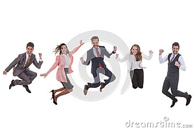 Business team group jumping for success Stock Photo