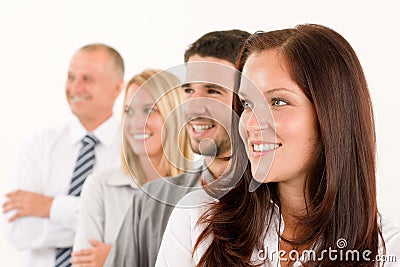 Business team happy profile looking aside Stock Photo