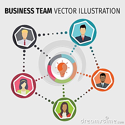 Business team infographic with man and woman. Vector Illustration