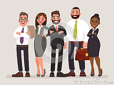 Business team. International cooperation of companies. Vector illustration Cartoon Illustration