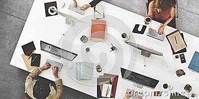 Business Team Meeting Connection Digital Technology Concept Stock Photo