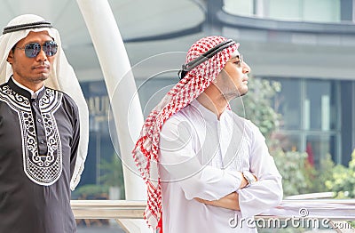 Business team meeting outdoors, Arab Business with partnership, Arabic business people team Stock Photo