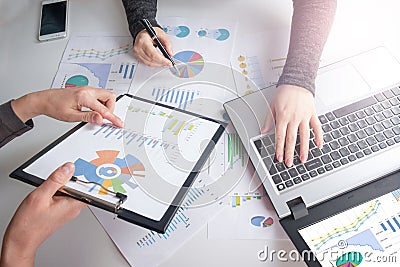 Business team meeting present.professional investor working with new startup project. Finance managers task. Stock Photo