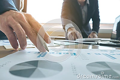 Business team meeting present. secretary presentation new idea and making report to professional investor with new finance project Stock Photo