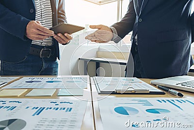 Business team meeting present. secretary presentation new idea and making report to professional investor with new finance project Stock Photo