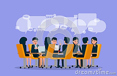 Business team meeting. Vector illustration of meeting. Brainstorming concept. Vector Illustration
