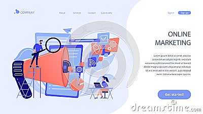 Search engines optimization concept landing page. Vector Illustration