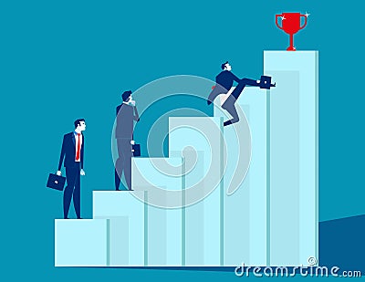 Business team overcome obstacles and achieve success. Concept business vector illustration, Strategy, Flat business cartoon, Vector Illustration