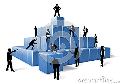 Business Team People Silhouettes Building Blocks Vector Illustration