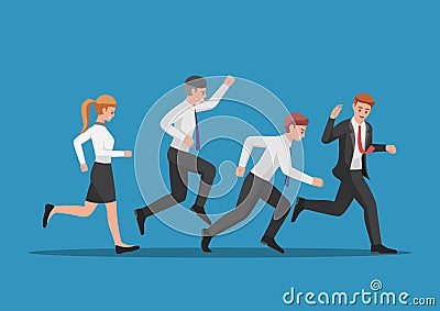 Business team run follow leader Vector Illustration