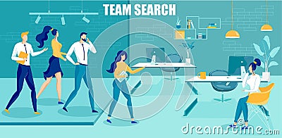 Business Team Search and Professionals Selection. Vector Illustration