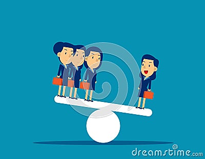 Business team on seesaw. Concept business vector illustration, Corporate, Flat cut character style Vector Illustration