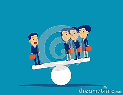 Business team on seesaw. Concept business vector illustration, Corporate, Flat cut character style Vector Illustration