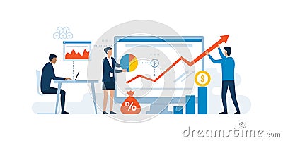 Business team and successful financial strategy Vector Illustration
