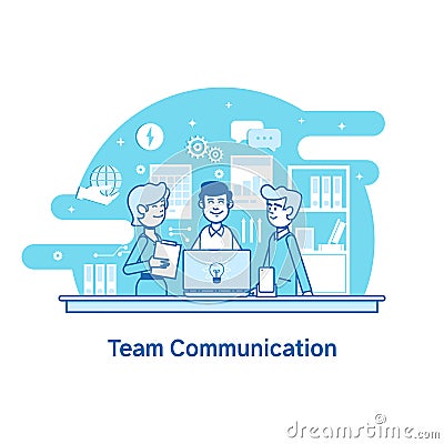 Business team, teamwork collaboration.Flat line vector icon concept Vector Illustration