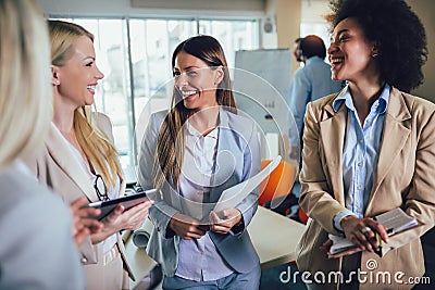 Business team of women with tablet pc computer Stock Photo