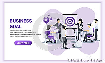 Business team work concept design. People working on table with dartboard target. Business leadership, cooperation, partnership, Vector Illustration