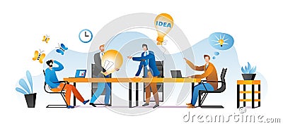 Business team at work meeting, make creative teamwork idea with people group vector illustration. Brainstorming Vector Illustration