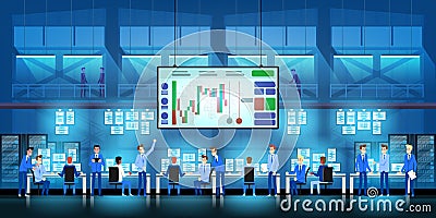 Business team work success concept. Online trading. Brokerage trading on the stock exchange vector in flat style design Vector Illustration