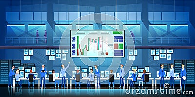 Business team work success concept. Online trading. Brokerage trading on the stock exchange vector in flat style design Vector Illustration