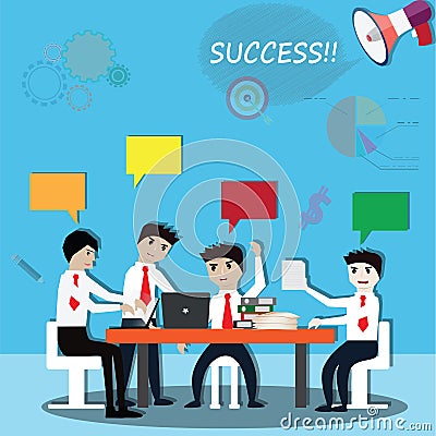 Business teamwork,business working and discussion - Vector Vector Illustration