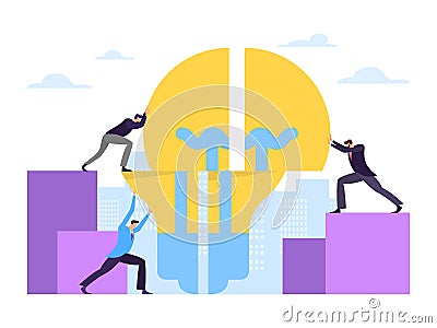 Business teamwork company work energy industry concept on white background, flat vector illustration. Male character Vector Illustration