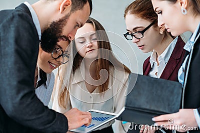 Business teamwork corporate growth analyze tablet Stock Photo