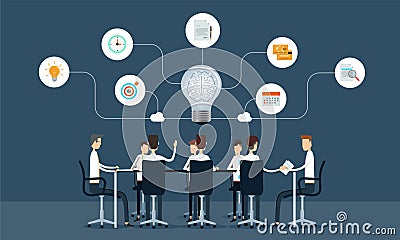Business teamwork meeting and brainstorm concept Vector Illustration