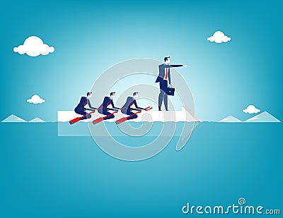 Business teamwork on rowing. Concept business vector illustration. Vector Illustration