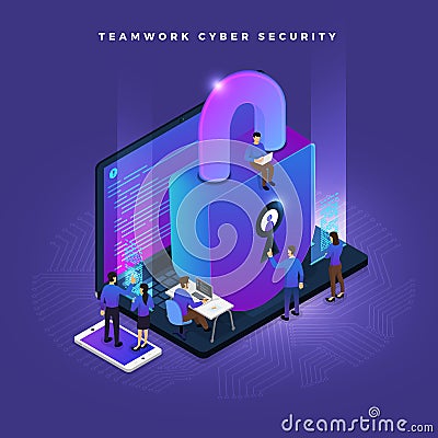 Isometric cyber security Vector Illustration