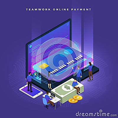 Isometric Online Payment Vector Illustration