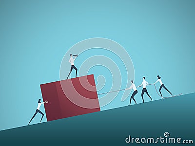 Business teamwork vector concept with manager, leader and team cooperation. Symbol of collaboration and common effort Vector Illustration