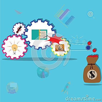 Business teamwork,working for success - Vector Vector Illustration