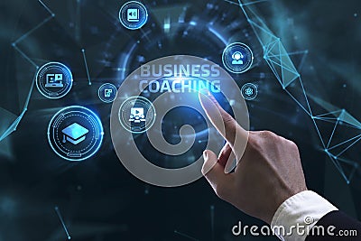 Business, Technology, Internet and network concept. Coaching mentoring education business training development E-learning concept Stock Photo