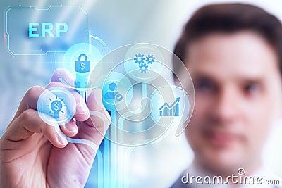 Business, Technology, Internet and network concept. Enterprise Resource Planning ERP corporate company management Stock Photo