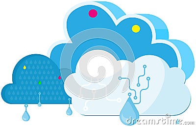 Business technology storage, cloud server service concept with data network internet web connection Vector Illustration