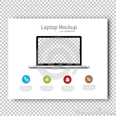 Business Template brochure Mockup laptop flyer design Presentation. Very easy to use. Vector Illustration