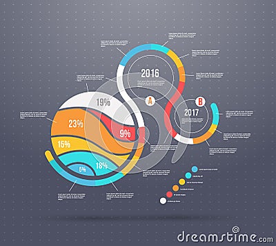 Business template, conceptual chains with infographic elements Vector Illustration