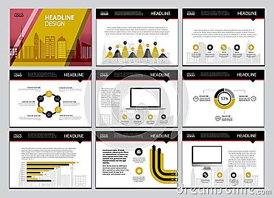 Business Template design set Presentation and brochure Annual report, flyer page with infographic element. Vector Illustration