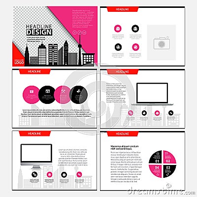 Business Template design set Presentation and brochure Annual report, flyer page with infographic element. Vector Illustration